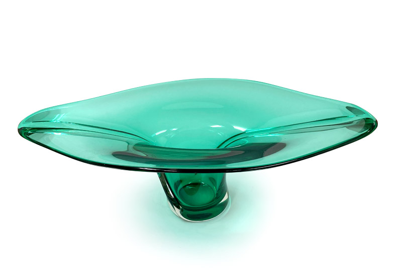 春池玻璃 船型盤-綠 花器